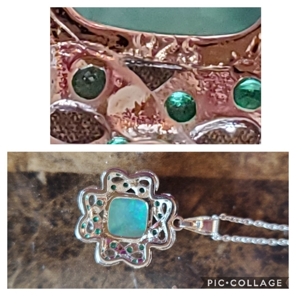 Genuine Blue Australian Fire Opal Pendant Necklace - Picture 5 of 5